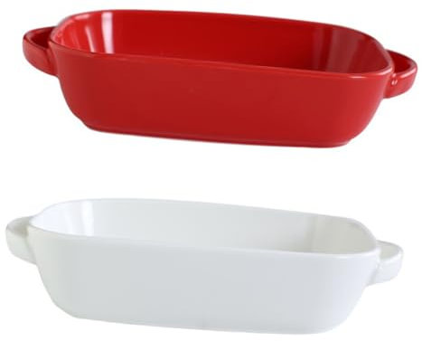 Garneck 2 Pezzi Teglia Da Forno in Ceramica Piatto Fondo A Doppio Orecchio Piatto Per Cheesecake Essenziale Da Cucina