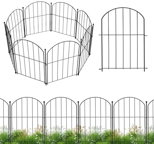 Garden Fence 10 Panels, 17 in(H) x 10 ft(L) Arched Rustproof Metal Garden No Dig Fence Border Animal Barrier for Dog Flower Edging for Yard Patio Outdoor