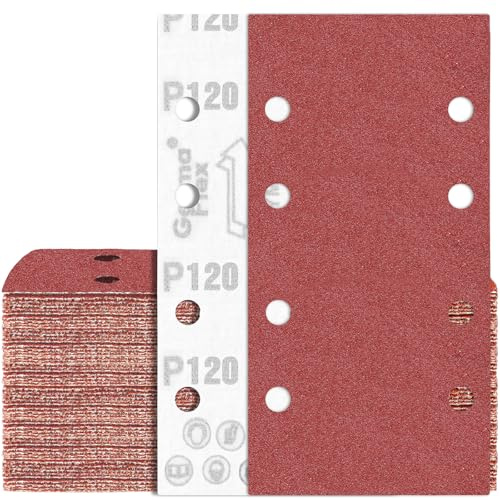 80 Stück Schleifpapier 93x185 mm Klett 120 Körnung 8 Löch Schleifblatt für Schwingschleifer