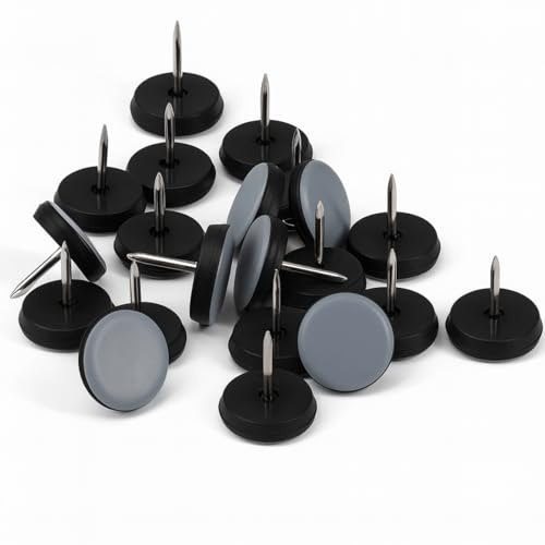 Patins Antirouille en Téflon pour Meubles – 24 Pièces Ronds de 22mm avec Clous – Protection Silencieuse pour Sols en Bois et Carrelage – Idéal pour Chaises et Meubles Lourds