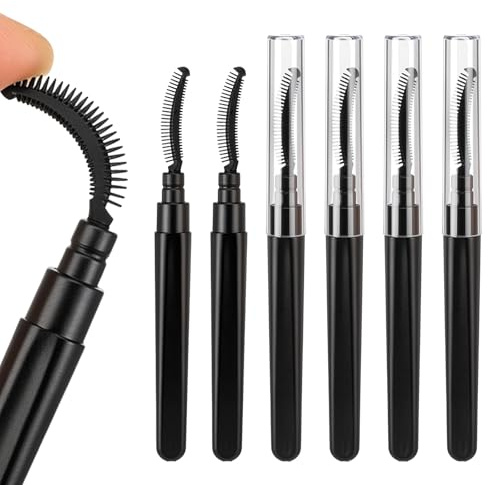 Yuanchu Lot de 6 peignes à cils noirs - Brosse à cils souple pour façonner, séparer et fixer les cils - Soin portable pour le maquillage en déplacement