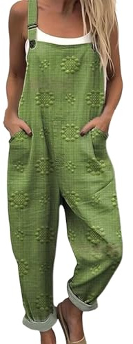 Chanpning Salopette Donna Estiva Lunga Elegante Tuta Jumpsuit Intera Curvy Casual Moda Stampa Jumpsuits Comoda Larga Pantaloni Da Lavoro Con Tasca Leggera Baggy Salopettes da Casa Playsuit da Mare