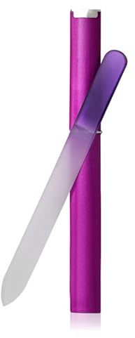 Sonew Lima per Unghie in Vetro Sfumato 14 Cm, Lima per Lucidatura per Unghie Colorata con Scatola Portaoggetti, per Manicure e Pedicure (PURPLE)