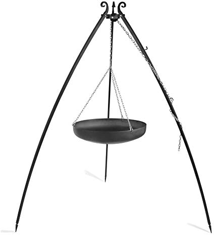 Korono Schwenk BBQ WOK Grill 60 cm Stahl Dreibein Gestell 200 cm Schwenkgrill - für alle Outdoor Feste & Grill Partys