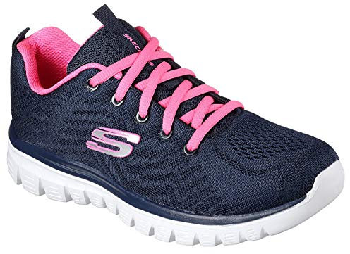 Skechers Women's Graceful Get Connected Trainers, Navy Hot Pink, 4 UK Wide