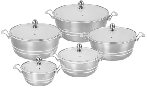 SQ Professional Metallic Aluminium Die-Cast Stockpot Set with Lids 5pc (Quartz)