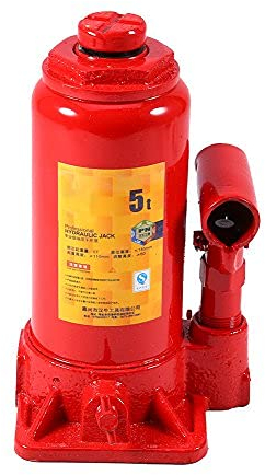 Cric idraulici, 5T Cric Sollevatore Idraulico Martinetto Idraulico per Auto, Cric Idraulico a Bottiglia Professionale per Furgoni, Roulotte, Trattori per Cambiamento Pneumatico