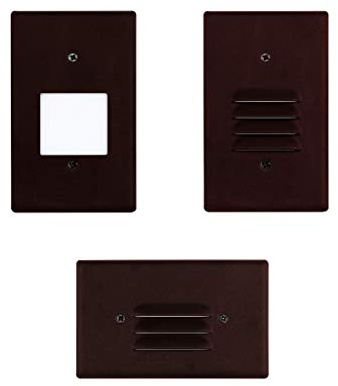 LED 2W Step Light Bronze Finish (4 Pack) Interchangeable Plate Flat Frosted (Horizontal Louver/Vertical Louver) 10 YR Warranty; Waterproof; Dimmable; 120V; 150 Lumnes (Soft White 2700K)