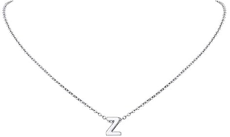 FindChic Kette Z Damen Kette mit Buchstaben Silber Mini Alphabet Anhänger Mädchen Initial Necklace Edelstahl Anfangsbuchstaben Kette Geschenk für Geburtstag Muttertag Weihnachten
