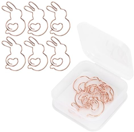 Pssopp 20 Stück Briefklammern Kaninchenform Roségold 2 x 3,1 cm