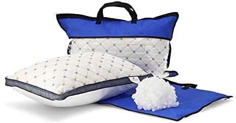 New Lot de 2 oreillers, Housse 100% Coton, Rembourrage en Microfibre de Haute qualité, Coussin de Couchage Ferme et de Soutien, Oreiller de lit pour Personnes allergiques, Respirant (40 x 60 cm)