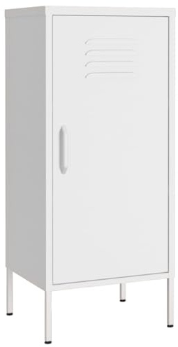 vidaXL Lagerschrank Sideboard Kommode Anrichte Stahlschrank Schrank Beistellschrank Mehrzweckschrank Bücherschrank Standschrank Weiß 42,5x35x101,5cm Stahl