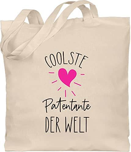 Baumwolltasche - Geschenk Taufpatin - Coolste Patentante der Welt mit Herz - Unisize - Naturweiß - weihnachten paten geschenke patentanten stofftasche tante godi jutebeutel patin gotti baumwolle
