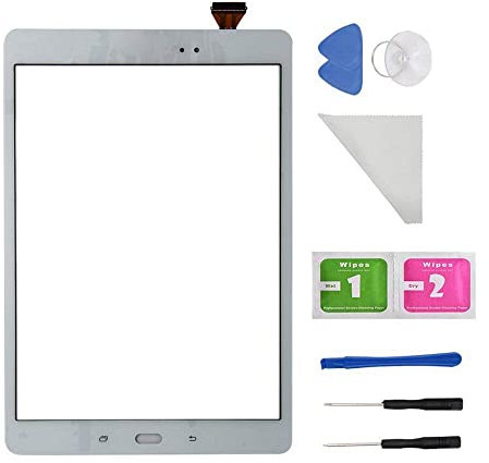 E-Soul Neues Touchscreen Digitizer Glas für Samsung Galaxy Tab A 9,7 Zoll SM-T550 T550 T551 T555 (ohne LCD) mit Klebstoff und Werkzeug (Weiß)