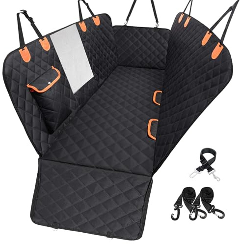 EasyHaWei Dog Car Seat Cover for Back Seat 600D Scratchproof Nonslip Durable Waterproof Cars Pet Backseat Covers with Mesh Window Dogs Hammock for Car，SUV, Truck (54 W x 58 L)