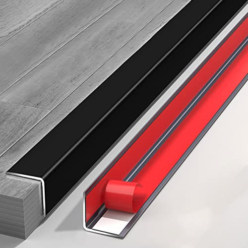ZAQYCM Wood/Vinyl/Tile Flooring Edging Trim Black, 40 45 55 60 Inch Large Self Adhesive Corner Shield for Walls/Door, Metal Aluminum, Water And Rust Proof (Color : L 160cm/63, Size : W 5cm(2 in))
