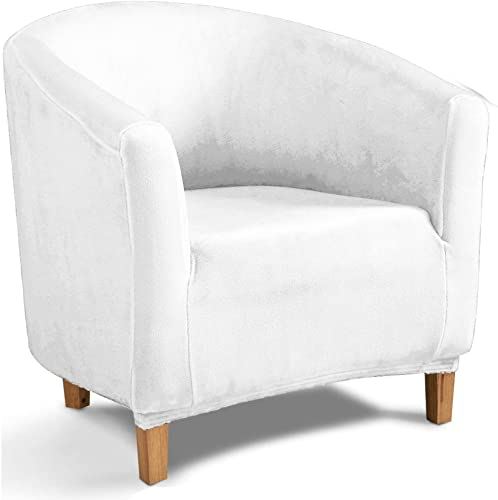 YOPOIY Polyester Waschbar Loungesessel Cocktailsessel Abnehmbar Wannenstuhlbezug Hohe Dehnung Club Chair Schonbezug für Wohnzimmer Bartheke Hotel -Weiss