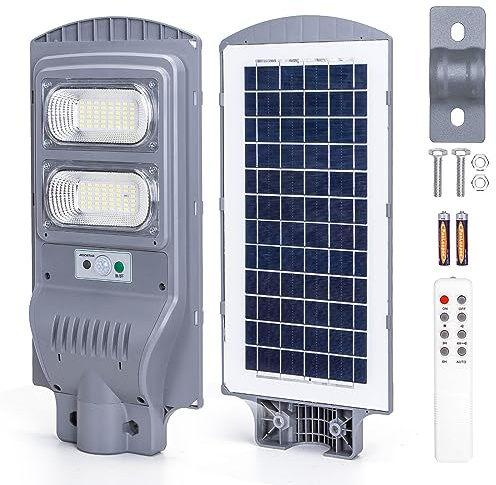 Aigostar - Farola solar exterior con sensor de movimiento, mando a distancia, 100W luz blanca. Foco solar LED para exterior con temporizador, impermeable protección IP65. No incluye soporte.