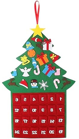 Filz Adventskalender - Adventskalender Dekoration mit 24 Taschen, Baumförmiger Kalender für Desktop, Tischdekoration, Adventskalender Dekoration für Kinder Nupaque