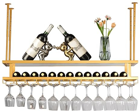 LIGUOYI Weinglasregal Aus Metall, Gläserschiene 60~200CM Stabil Stielgläserregal Mit Schrauben Platzsparend Einstellbare Höhe Gläserhalter Stielgläser Halter, Für Familie Restaurant Hotel Bar