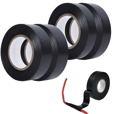 4 Pezzi Nastro Isolante Nero, 18mm x 20m/16mm x 15m Nastro Elettricista, Impermeabile Nastro Isolante, Nastro Isolante per Alte Temperature, Nastro Isolante Elettrico per Moto Automobile e Casa