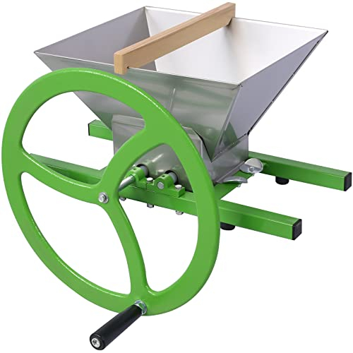 Manuelle Entsaftermühle, 7 l, tragbarer Obstzerkleinerer mit Rad, Edelstahl, Obstkratzer für Wein und Ci