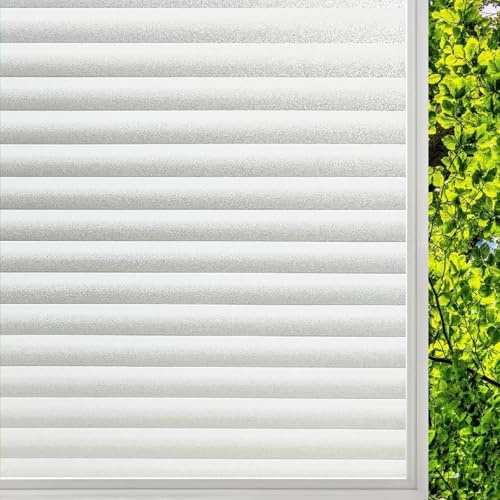 DARUITE Fensterfolie Blickdicht Sichtschutzfolie Fenster, Streifenmuster Folie Fenster Sichtschutz Dekoration Milchglasfolie Selbsthaftende Statisch Haftend Klebefolie für Zuhause Büro, 60x200cm