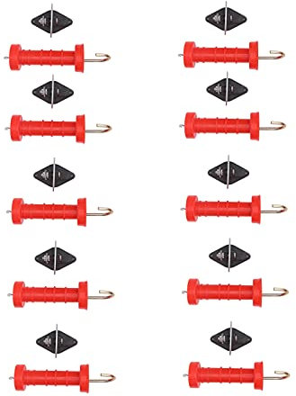 10Pcs Red ABS Electric Fence Gate Handles for Heat Cold Resistance Includes 10Pcs Insulators Electric Fence Handle