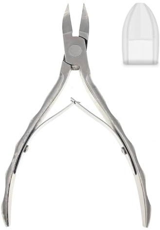Premium Nagelzange，Eckenzange Fußpflege mit Gerader Klinge- Nagelzange ，Präzision Fussnagelschere aus Edelstahl,Clipper mit Schutzkappe, Silber