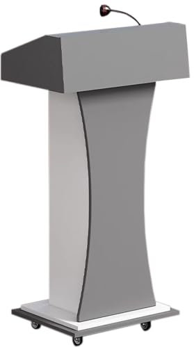 HUHJYUGE Tragbarer Podiumsständer, Mobiles Rednerpult mit Ablagefächern, Hölzerner Podiumsständer mit Rollen, Geeignet für Kirchen, Klassenzimmer, Konferenzräume (B)