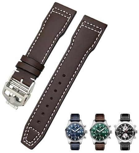GSZCCZS 21 mm 20 mm Rindsleder-Armband, passend für IWC-Fliegeruhren, Portugieser-Armbänder, blaues Uhrenarmband-Zubehör, Herren-Werkzeug