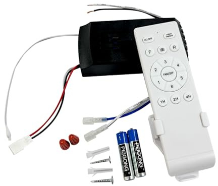 Télécommande de rechange universelle pour ventilateur de plafond, télécommande à 6 vitesses et minuterie pour ventilateur de plafond Guh601 (blanc, 14 x 12,4 x 3,2 cm)