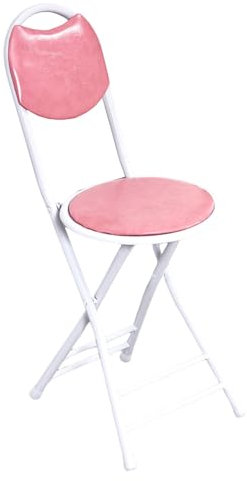 Sgabello da bar pieghevole portatile rosa con schienale e maniglia 45,7 cm imbottito sgabello pieghevole imbottito per cucina campeggio uso esterno