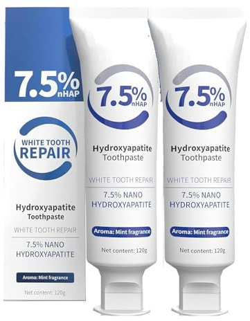 Hydroxylapatit Zahnpasta Ohne Fluorid, Nano-Hydroxyapatit-Zahnpasta, stärkt die Remineralisierungszahnpasta, Hydroxylapatit für Zahnfleischentzündungen Pacienjo (2PCS)