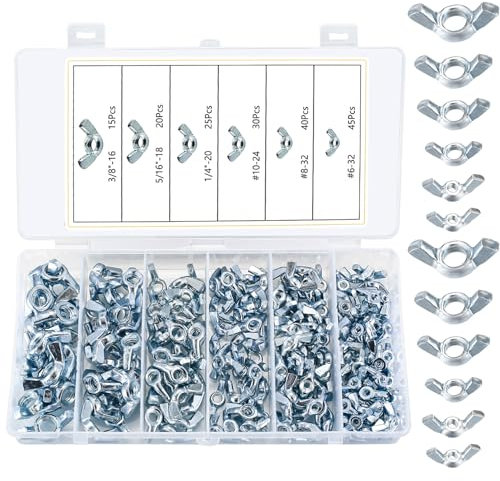 175 Pz Set di Dadi ad Alette, Dadi a Farfalla, Dado a Farfalla in acciaio SAE per Dispositivi Elettronici Macchinari, Viti ad Alette Fissaggio Strumenti Hardware