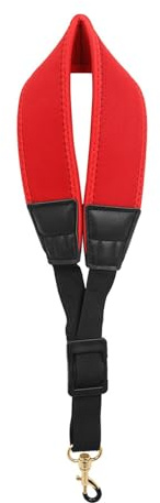 Saxofonhalsband Justerbar Längd Breddad Nylon Axelrem med Metallkrok för Altsaxofoner Klarinett (Röd)