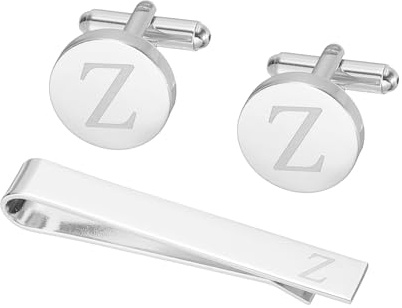 PATIKIL Gemelos Para Hombre Letra Z Tono Plateado