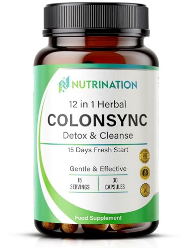 Colon Cleanse Tablets – 12-in-1 Herbal Colon Detox for Gut Cleanse & Bloating Relief | Supports Weight Loss & Regularity | Psyllium, Triphala, Aloe Vera – 15 Day Vegan Supplement