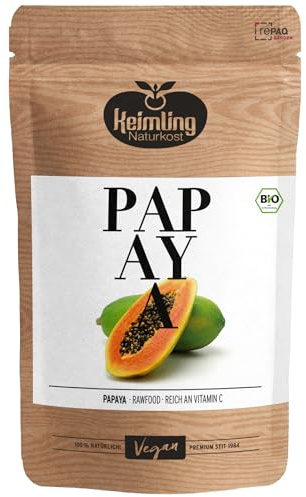 Bio Papaya getrocknet Red Lady I Rohkost Qualität ungeschwefelt & ungezuckert I Exotische Trockenfrüchte naturbelassen I Vitaminreiche Papayastücke Premium Qualität von Keimling (150 g)