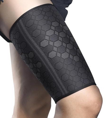 2 Pièces Manchon de Compression Cuisse, Soutien aux Cuisses,Respirant Bandage Soulager Tensions Musculaires pour Les Cuisses,Respirante et Antidérapante, Pour les Femmes Hommes(XL,53-59cm)
