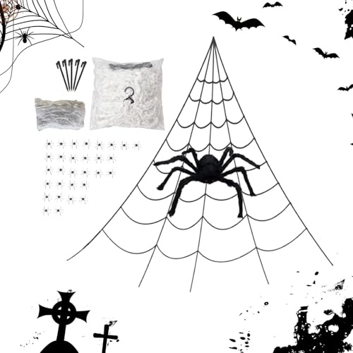Decorazione Ragnatela,Ragnatele Elastiche Pelose | Grandi Decorazioni per Esterno Feste Giardino Casa Interno Halloween Casa Stregata