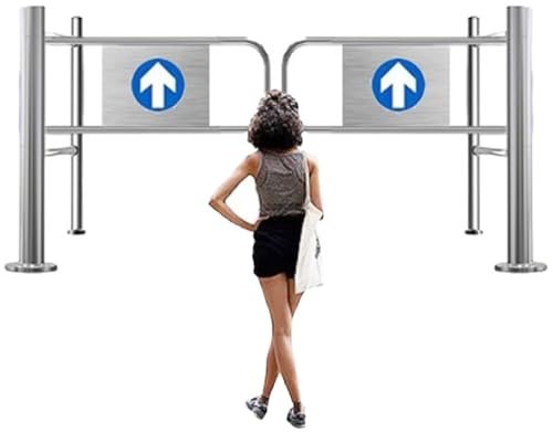 ZXHKZDX Supermarket Entrance Safety Gate, Store Stainless Steel Universal Swing Gates, Library Metal Safety Barrier Door With Guardrail For Import Export(200X100CM)