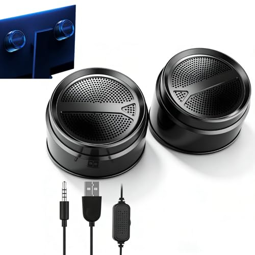 Ouitble datorhögtalare USB 2.0 och 3,5 mm uttag PC-högtalare volymkontrollknopp trådbunden HIFI-ljud för PC stationära bärbara smartphones (ej lysande)