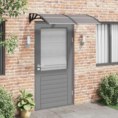 Auvent de Porte Extérieur, 150x100 cm, Polycarbonate Résistant, Noir, Marquise de Porte avec Cadre Aluminium, Store Extérieur Terrasse, Protection Contre Pluie et Intempéries