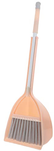 WEKAMOS Adjustable Rod Childrens Cleaning Tool Set with Broom and Dustpan Lightweight Home Dustpan Brush Combo for Indoor Pretend Play and Real Sweeping Safe Material Orange