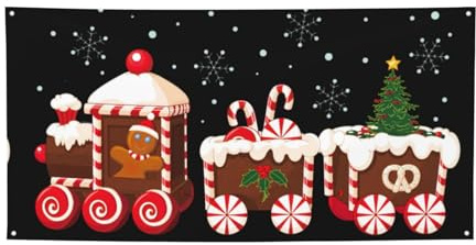 Cartel de tren de Navidad, pancarta para exteriores/interiores, decoración para cumpleaños, fiestas, bodas, festivales, Halloween