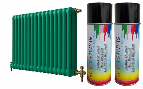 SCOOBYS PAINTS BACK IN THE MIX Radiator Aerosol Spray Paint Heat Resistant To 100ºC - Quick Air Drying No Primer Needed anti rust moisture resistant Metallic and Solid Colours (Dark Green)
