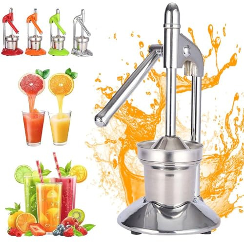 Cikiki Manual Juicer, Heavy-Duty Effortless Orange Juicer Squeezer Safety Countertop Stainless Steel Hand Press Juicer for Citrus Lemon Lime Grapefruit, Easy to Clean