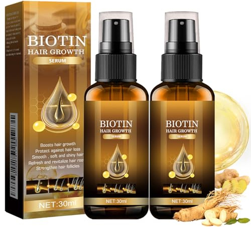 Biotin Hair Growth Spray 2 Stück, Haarwachstum Serum mit Biotin zur Kopfhautpflege, Stärkt Dünnes & Trockenes Haar, Pflegendes Haarserum Spray für Frauen & Männer, Gegen Haarbruch & Haarausfall