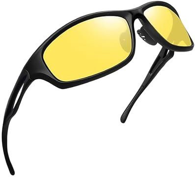 Joopin Sportivi Occhiali da Sole Uomo Donna Polarizzati Visione Notturna Antiriflesso Protezione UV400 Rettangolari Occhiali da Guida Notturna (Gialli)